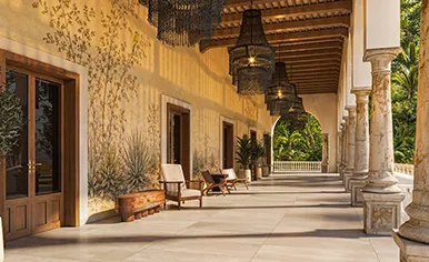 Pasillos exteriores de la hacienda
